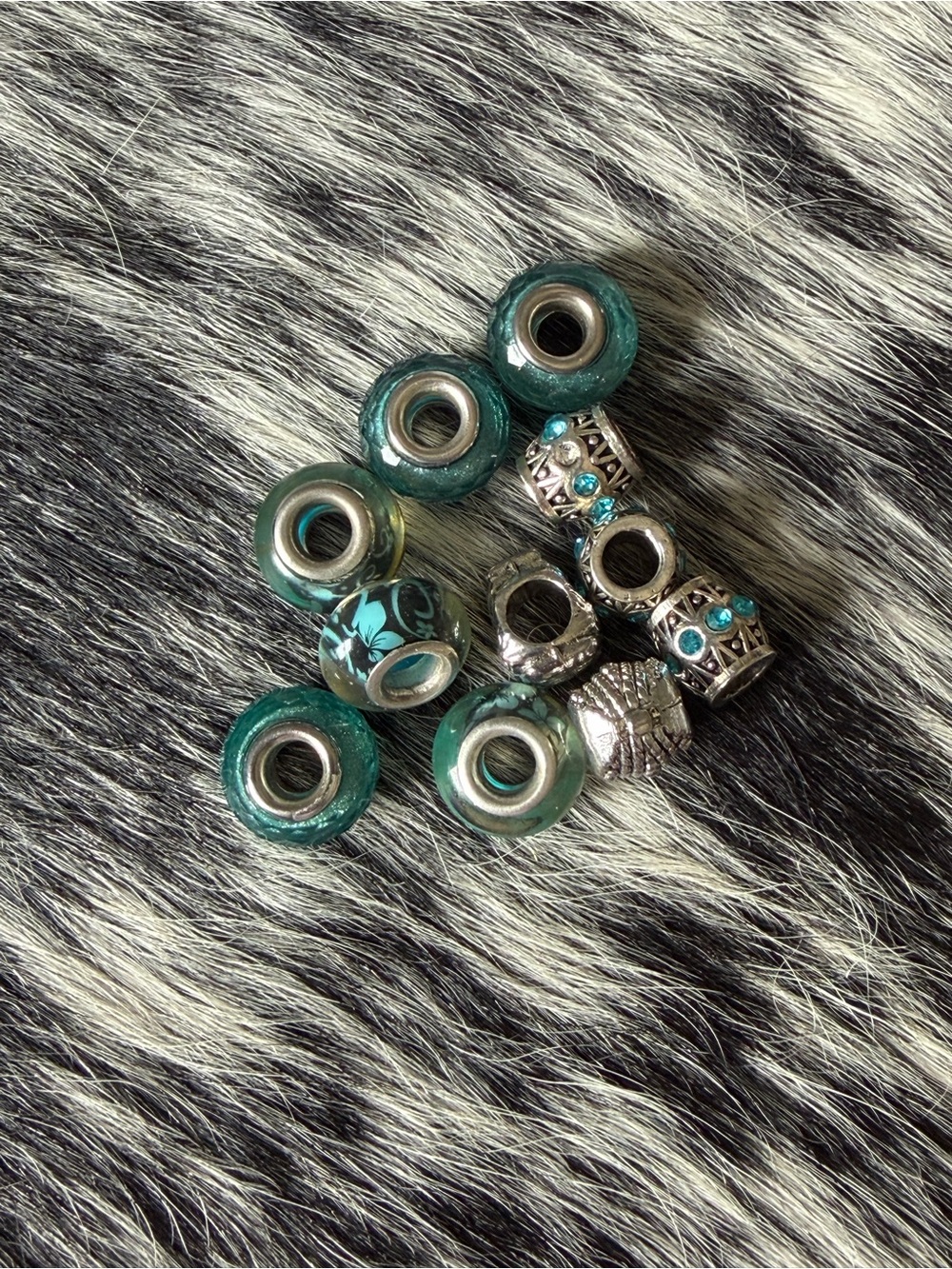 Teal Glass & Silver Accent Bracelet Beads - Women Jewelry Bracelets